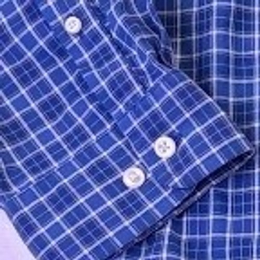 LL Bean Mens XL Blue White Plaid Cotton Button Down Shirt Traditional Fit Casual - Picture 10 of 11